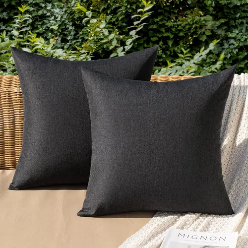 Miniatura 10 de MIULEE Paquete de 2 fundas decorativas para almohadas de exterior, sólidas, impermeables, de lino sintético, estilo granja de jardín, fundas de Óxido