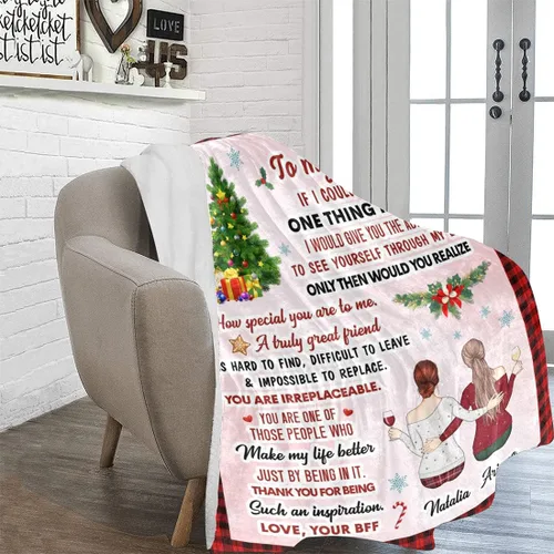 Miniatura 5 de Manta de mejor amiga con nombre personalizable con texto en inglés «To My Bestie I Love You», regalo personalizado de cumpleaños y amistad