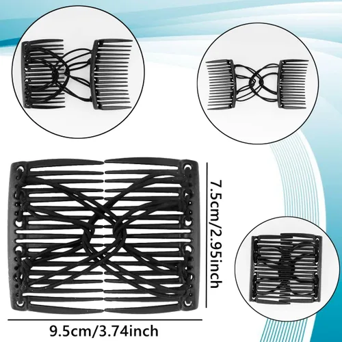 Miniatura 5 de 6 peines elásticos dobles para el cabello, accesorios mágicos ajustables para hacer moños sin arrugas, accesorios para mujer, rizados, gruesos