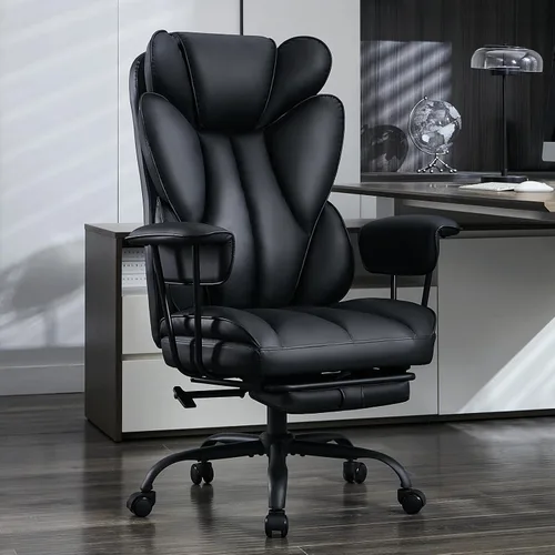 amseatec Silla de Oficina Grande y Alta para Escritorio - Silla Ejecutiva Ergonómica Amplia con Reposapiés, Silla de Respaldo Alto con Soporte