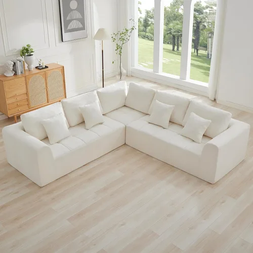 Miniatura 19 de Sofás modulares deshuesados de 140 pulgadas para sala de estar, sofá modular modular de nube comprimida, sofá moderno en forma de U de 9 plazas Gris
