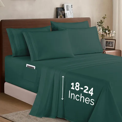 Miniatura 26 de Elegant Comfort - Juego de ropa de cama resistente a arrugas y decoloración más acogedor, sábana bajera elástica en todo el contorno, bolsillo