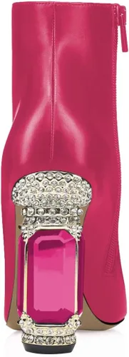 Miniatura 103 de FSJ Botas de tacón alto con punta puntiaguda para mujer, con tacón alto, con cremallera lateral brillante, estilo casual, para uso diario, zapatos