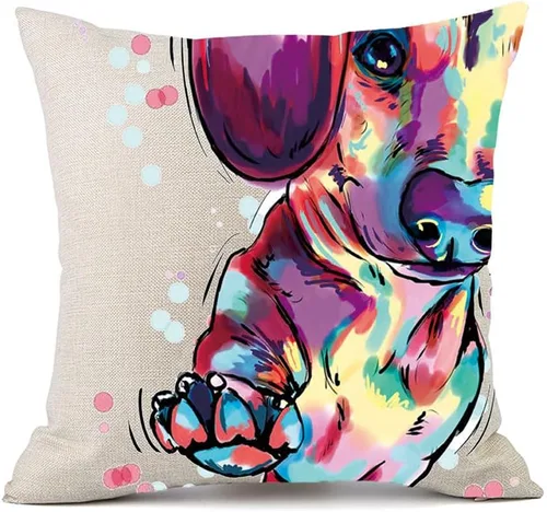 Miniatura 10 de Fundas de almohada con diseño de perro. fundas de cojín de algodón y lino para decorar hogares sofá de 18 x 18 pulgadas Pit Bull-m