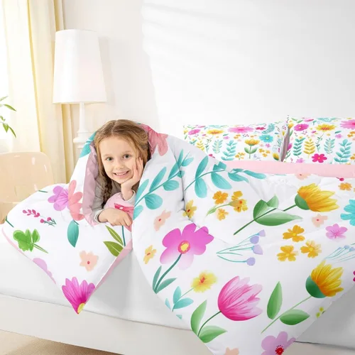 Miniatura 3 de Manfei Juego de Edredón Floral de Acuarela Tamaño Twin, Juego de Ropa de Cama de Flores Botánicas y Hojas 2 piezas, Edredón de Plumón de Flores