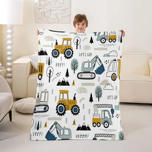 Miniatura 6 de Feelyou Coche de dibujos animados para niños, manta de franela de forro polar para construcción, manta mullida para decoración de camiones, cama