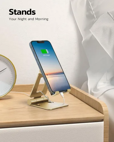 Miniatura 3 de Nulaxy soporte para teléfono celular doble plegable, soporte de escritorio plegable totalmente ajustable compatible con iPhone 17 16 15 14 13 12 11