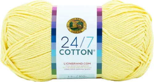 Miniatura 132 de Lion Brand Yarn, Hilo ligero mercerizado de algodón 24/7 para tejer, ganchillo y manualidades, Almirante, 1 paquete, 185 yardas de fibra natural