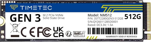 Miniatura 6 de Timetec Pinnacle 256GB SSD NVMe PCIe Gen3x4 8Gb/s M.2 2280 3D NAND de alto rendimiento SLC caché velocidad de lectura/escritura hasta 2,000/1,600