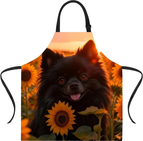 Miniatura 18 de ANNA QUEEN Delantal con 2 bolsillos impermeable para mujeres y hombres, estampado floral ajustable para cocina, hornear, barbacoa