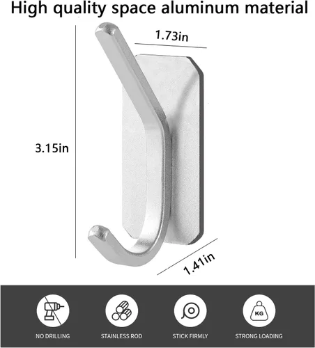 Miniatura 2 de Paoli Ganchos de pared adhesivos resistentes, 30 libras, carga máxima, ganchos impermeables para toallas de baño, abrigos, bolsas, sin taladros, sin