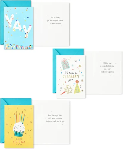 Miniatura 4 de Hallmark - Juego de tarjetas de cumpleaños, 36 tarjetas con sobres (deseos de cumpleaños brillantes)