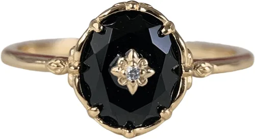 Anillo de compromiso vintage de ónix negro para mujer, anillo de boda Art Deco de oro, anillo de boda único de piedra de corte ovalado, joyería de