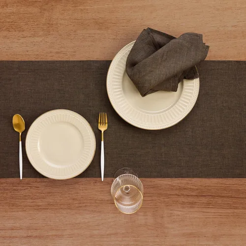 Miniatura 3 de Solino Home - Camino de mesa de lino de 14 x 36 pulgadas, marrón cambray, Athena, para otoño, Acción de Gracias, Navidad, vacaciones, lavable a 22