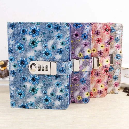 Miniatura 6 de ARRLSDB Diario de carpeta con cerradura, diario de cuero recargable A6 con contraseña, diario personal con bloqueo, tamaño: 7.3 x 5.3 pulgadas (azul)