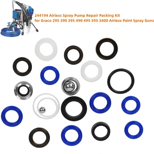 Miniatura 3 de 244194 Kit de embalaje de reparación de bomba se adapta a Graco Airless Paint Spray 3400 390 395 490 495 595 295 Pulverizadores Aftermarket