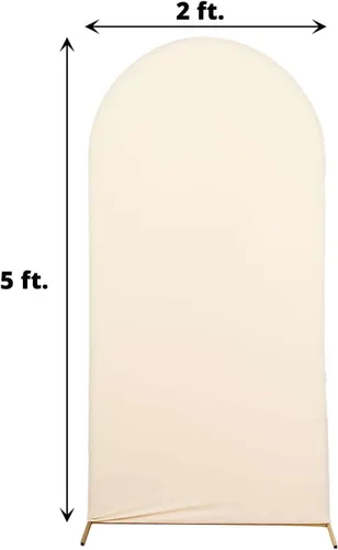 Miniatura 3 de Efavormart - Funda de elastano ajustada de elastano beige de 5 pies, ajuste cómodo, manga de fondo redonda para temas bohemios neutros y escenarios