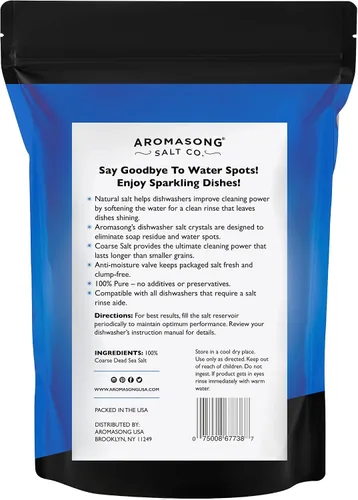 Miniatura 7 de Aromasong Sal para lavavajillas de 5 libras - Agente suavizante de agua 100% natural compatible con Bosch, Miele, Whirlpool, Thermador y más
