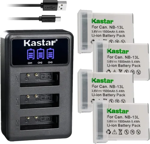 Miniatura 9 de Kastar NB-13L - Cargador de batería USB triple LCD compatible con Canon PowerShot SX620 HS, PowerShot SX720 HS, PowerShot SX730 HS, PowerShot SX740