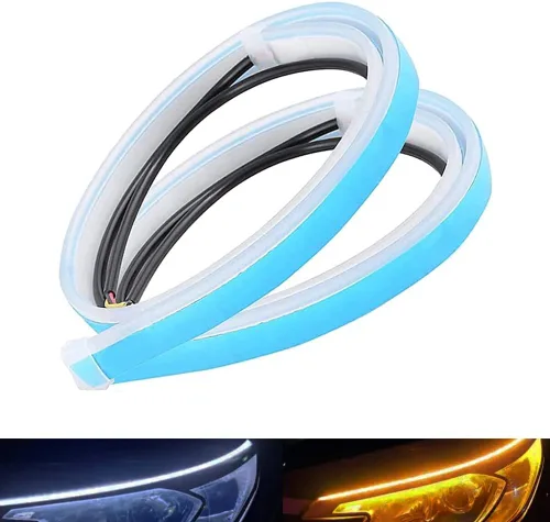 Miniatura 8 de 2 tiras de luces LED para autos, tira secuencial para faros delanteros, luces de circulación diurna, luz de señal de giro DRL