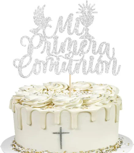 Miniatura 15 de Gyufise Decoración para pastel de primera comunión para bautismo cristiano, decoración religiosa de Dios bendiga Baby Shower para niños, decoración