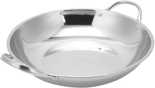 Miniatura 10 de BESTonZON Sartén de acero inoxidable para paelleras, sartenes para cocinar, ideal para exteriores, camping, fiestas, 10.2 in