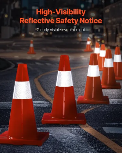 Miniatura 2 de VEVOR Paquete de 12 conos de tráfico de 18 pulgadas, conos de estacionamiento de seguridad en carretera, base de PVC, cono de tráfico naranja