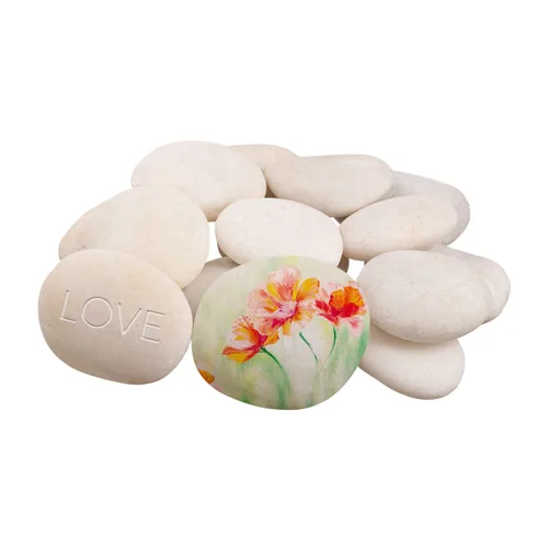 Miniatura 10 de Rocas planas de río para pintar jarrones, relleno de jarrones, acuario, grava, gris, grande, 5 libras, guijarros de paisajismo para plantas