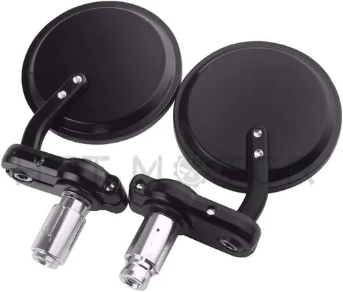 Miniatura 4 de Nuevos espejos redondos de 1 pulgada para extremo de barra para Kawasaki Suzuki Ducati, color negro