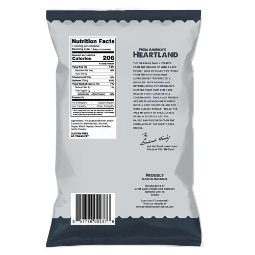 Miniatura 2 de Great Lakes Potato Chip Co. Patatas fritas cocidas con sal marina, pimienta y cebolla, tamaño individual (paquete de 40, bolsas de 1.375 onzas)