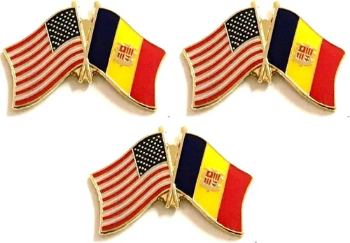 Miniatura 66 de 3 Pines de solapa con banderas de Estados Unidos y países internacionales, paquete de 3 pines dobles con diseño de banderas de Estados Unidos