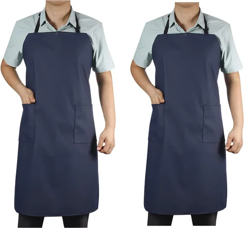 Miniatura 10 de Delantal impermeable de goma de vinilo VWELL con 2 bolsillos - Delantal de laboratorio para lavar platos, aseo Azul