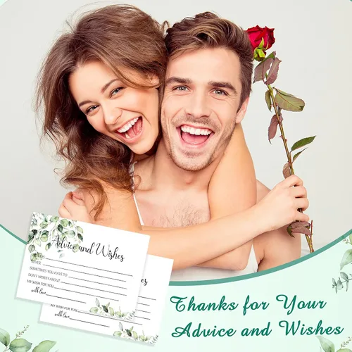 Miniatura 5 de Zonon 50 tarjetas de consejos y deseos, sin revestimiento, para boda, libro de visitas impreso de peso pesado para la novia y el novio, baby shower