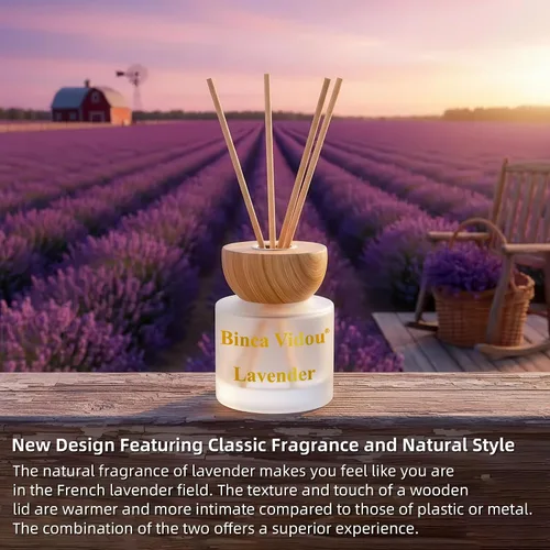 Miniatura 2 de Juego de difusor de cañas, Binca Vidou difusores de aceite de fragancia natural de lavanda y jazmín con varillas para aromaterapia en el hogar