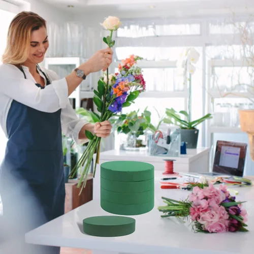 Miniatura 5 de LOMIMOS Espuma floral redonda grande de 8 pulgadas, bloques verdes floristería, suministros para decoración de arreglos florales, manualidades