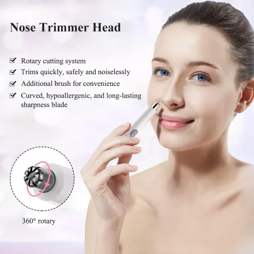 Miniatura 5 de TOUCHBeauty Recortador de pelo de cara, cejas, nariz y orejas, removedor de pelo todo en uno para mujeres y hombres, afeitadora de doble hoja