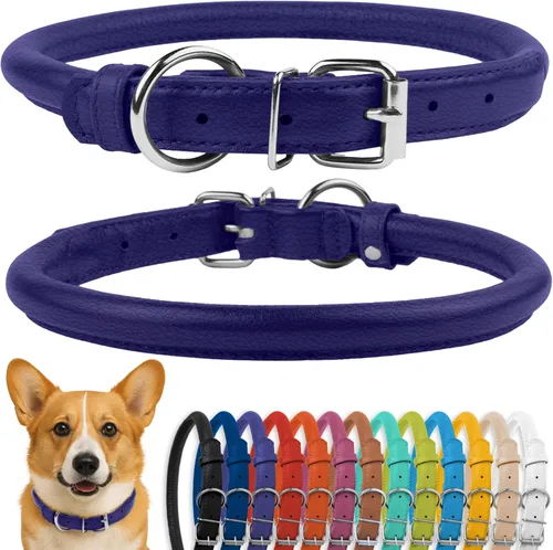 Miniatura 66 de CollarDirect Collar de perro con tachuelas, collares de cuero para mascotas para perros pequeños, medianos y grandes, acolchado suave, marrón, negro
