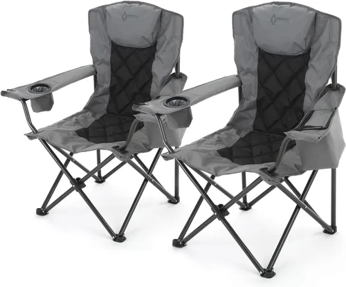 Miniatura 10 de ARROWHEAD OUTDOOR Silla plegable portátil de lujo para campamento con reposacabezas, portavasos y vidrio, enfriador de 6 latas, bolsa de transporte