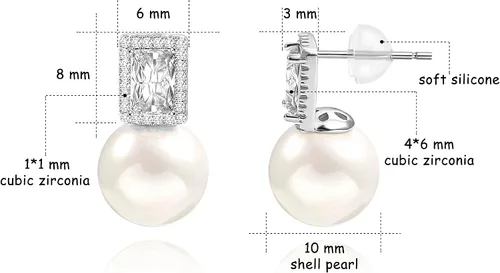 Miniatura 4 de Aro de plata de ley 925 seleccionado a mano, calidad AAA+ de 7.5 a 0.315in, perlas cultivadas en agua dulce blancas, joyería para mujeres y niñas