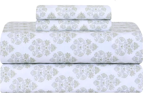 Miniatura 20 de Feather & Stitch - Juego de sábanas de 100 % algodón más suaves, ropa de cama de tejido percal de 300 hilos, bolsillo profundo de 16 pulgadas, Floral