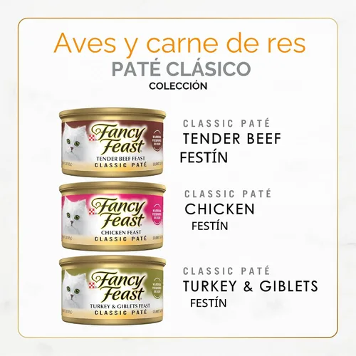 Miniatura 2 de Fancy Feast Poultry and Beef Feast Classic Pate Collection - Paquete variado de alimentos húmedos para gatos, sin granos, (paquete de 30), latas