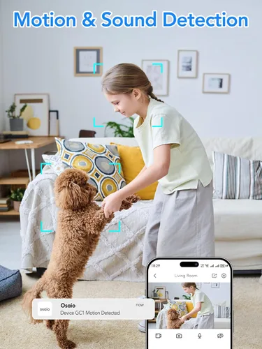 Miniatura 5 de Cámara de seguridad interior Elelink 2K 3MP, detección de movimiento y sonido, alertas en tiempo real, audio bidireccional, funciona con Alexa
