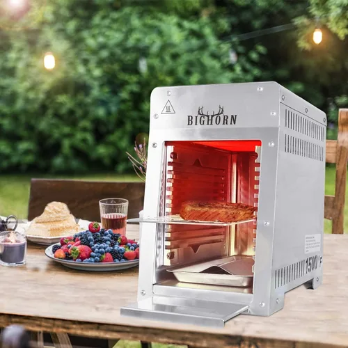 Miniatura 8 de BIG HORN OUTDOORS Parrilla de propano a gas infrarroja portátil, de acero inoxidable de 1500 grados, parrilla de mesa de cocción rápida para carne