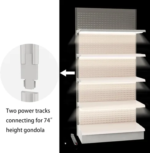 Miniatura 6 de Kit de luces de estantería de góndola de 48 pulgadas con 8 barras de luz LED de color blanco puro de 6000 K, fuente de alimentación y accesorios