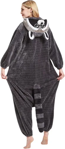 Miniatura 5 de DarkCom Raccoon Onesie Halloween Costume One Piece Unisex Adult Pajamas Women Men Sleepwear Christmas Pajamas