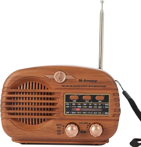 Radios portátiles AM FM SW, radio retro con altavoz, radio transistor Bluetooth 5.3, batería recargable, TWS, soporte de tarjeta TF/MP3/reproducción
