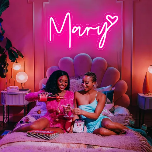 Miniatura 6 de Letrero de neón grande con el nombre Mary para decoración de pared, luz de neón LED con el nombre Mary para dormitorio de niños, decoración