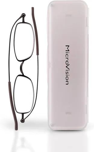 Miniatura 10 de Gafas de lectura de aire plegables planas con tecnología patentada de bisagra rodante y estuche compacto para mujeres y hombres Bronce Rectangular