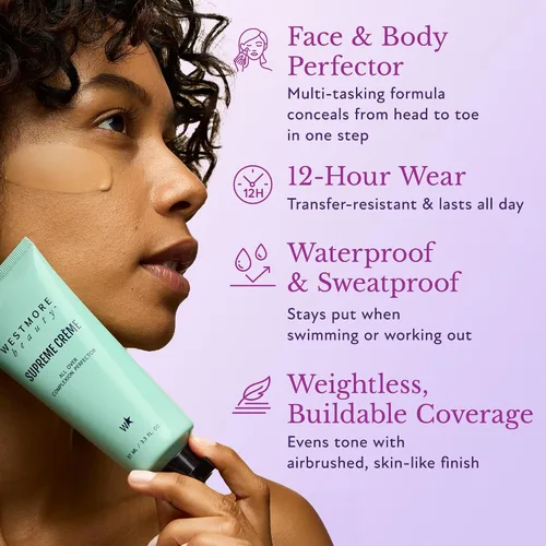 Miniatura 2 de Westmore Beauty Supreme Creme All-Over Complexion Perfector – Base CC Cream Foundation de larga duración - Impermeable y resistente a