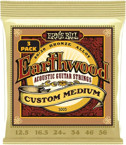 Miniatura 9 de Ernie Ball - Cuerdas personalizadas para guitarra acústica Earthwood de bronce 80/20, calibre medio, calibre 12.5-56 (P02005) (Paquete de 2)